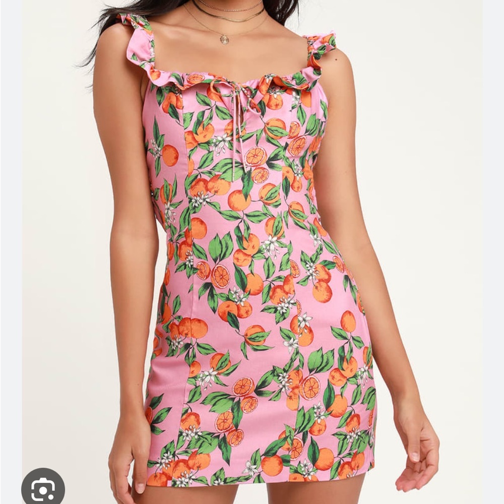 Aranciata Pink Print Tie-Back Mini Dress